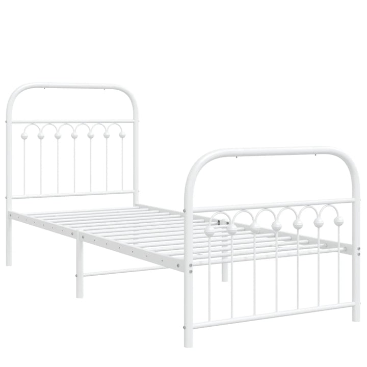 sengeramme med sengegavl og fodgærde 75x190 cm metal hvid