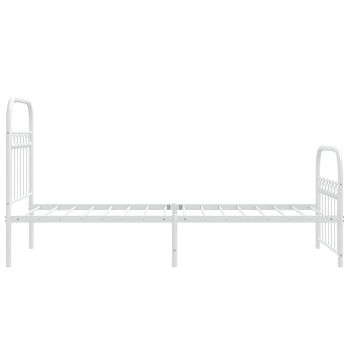 sengeramme med sengegavl og fodgærde 75x190 cm metal hvid