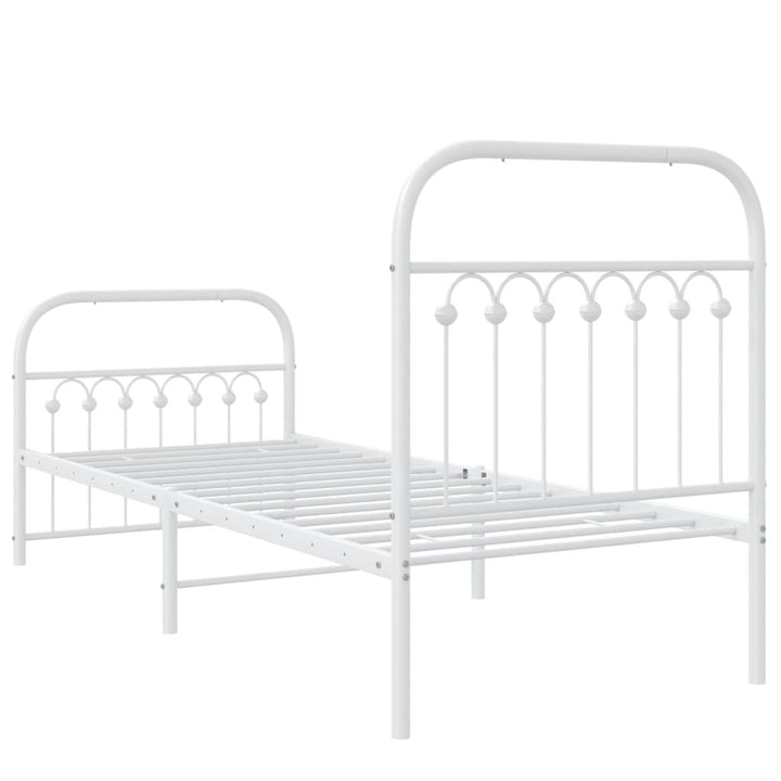 sengeramme med sengegavl og fodgærde 80x200 cm metal hvid