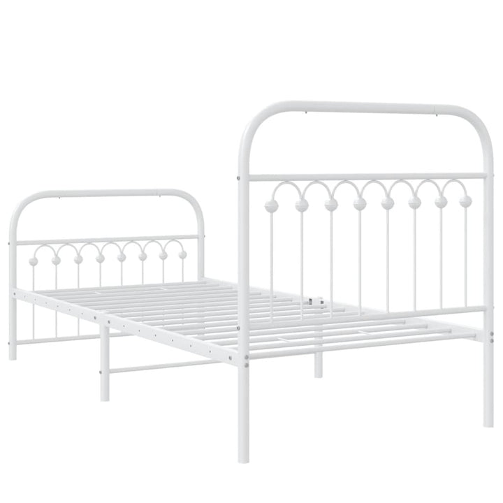 sengeramme med sengegavl og fodgærde 90x200 cm metal hvid