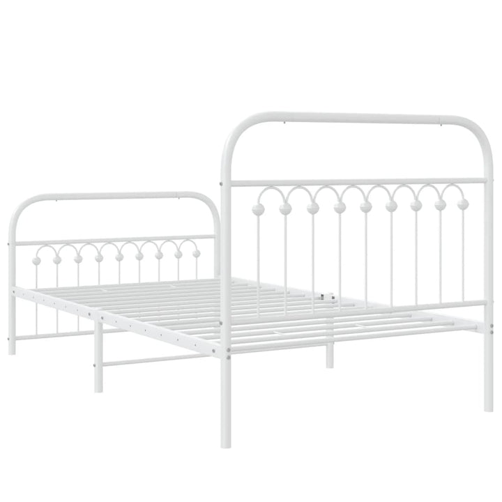 sengeramme med sengegavl og fodgærde 100x190 cm metal hvid