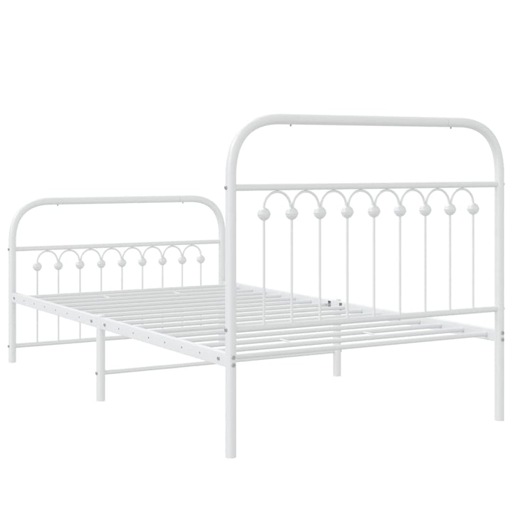 sengeramme med sengegavl og fodgærde 100x200 cm metal hvid