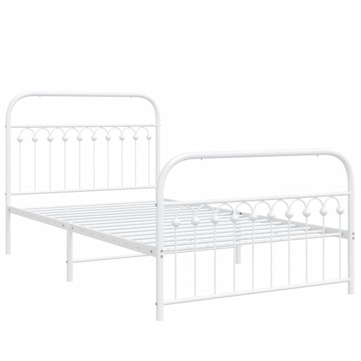 sengeramme med sengegavl og fodgærde 107x203 cm metal hvid