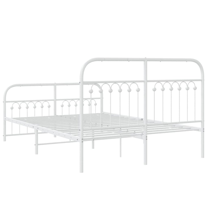 sengeramme med sengegavl og fodgærde 137x190 cm metal hvid