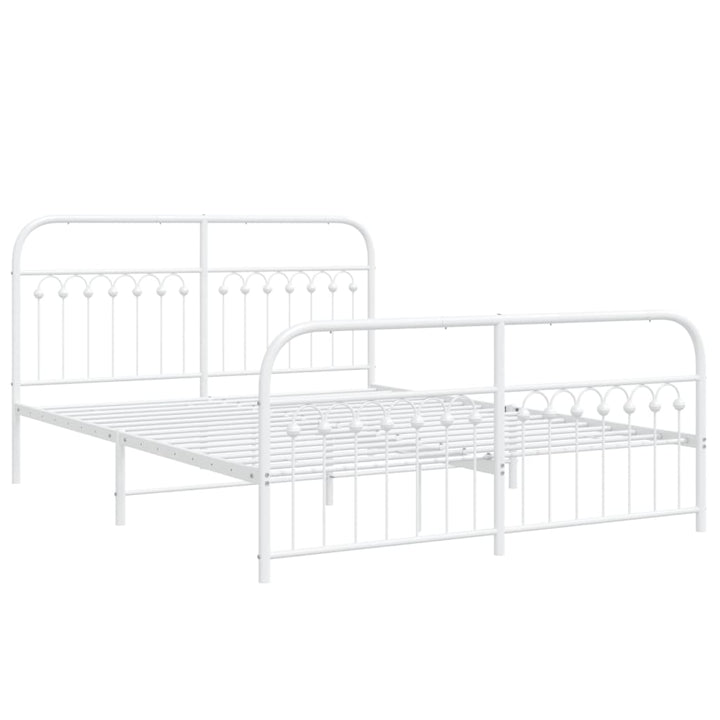 sengeramme med sengegavl og fodgærde 150x200 cm metal hvid
