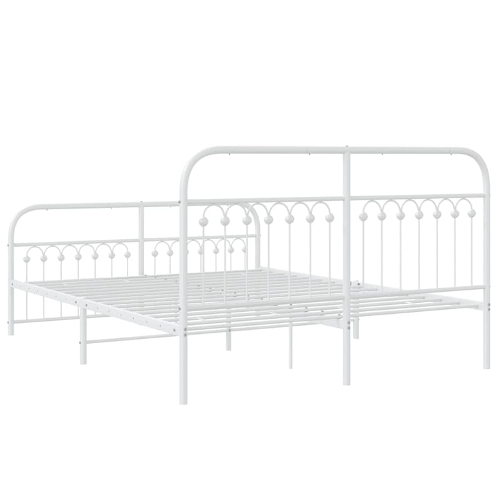 sengeramme med sengegavl og fodgærde 150x200 cm metal hvid