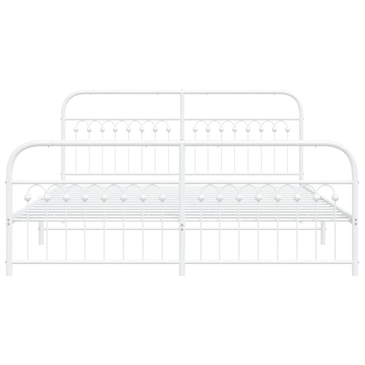 sengeramme med sengegavl og fodgærde 183x203 cm metal hvid