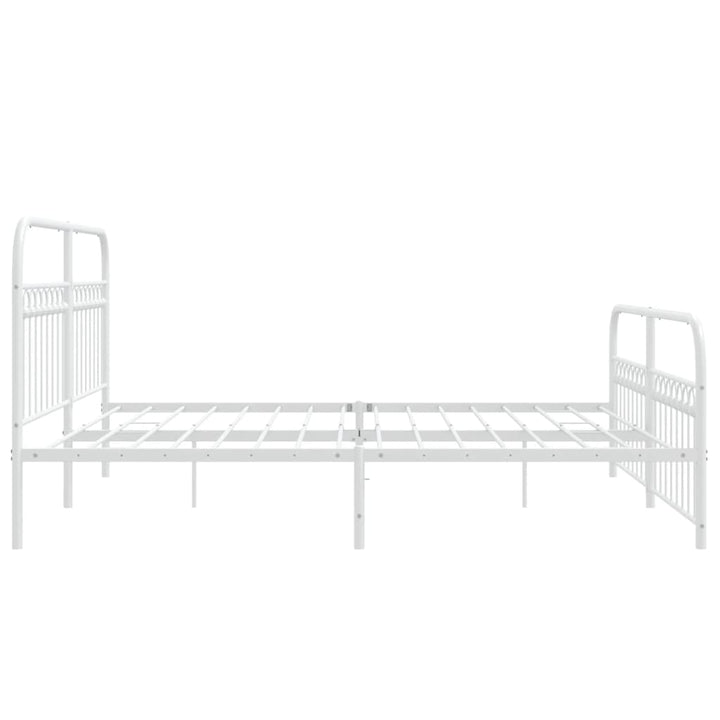 sengeramme med sengegavl og fodgærde 183x203 cm metal hvid