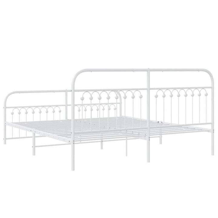 sengeramme med sengegavl og fodgærde 183x203 cm metal hvid