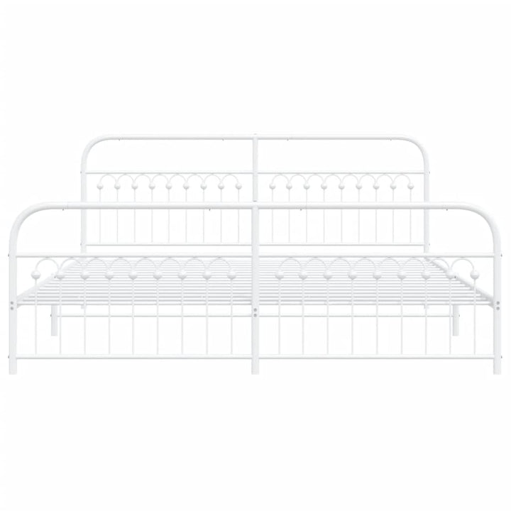 sengeramme med sengegavl og fodgærde 193x203 cm metal hvid