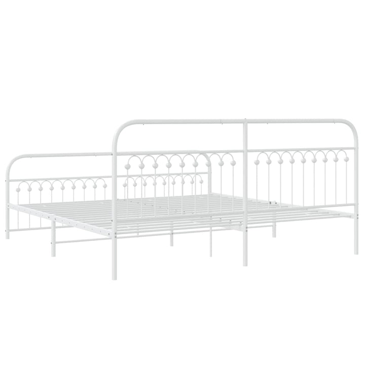 sengeramme med sengegavl og fodgærde 193x203 cm metal hvid