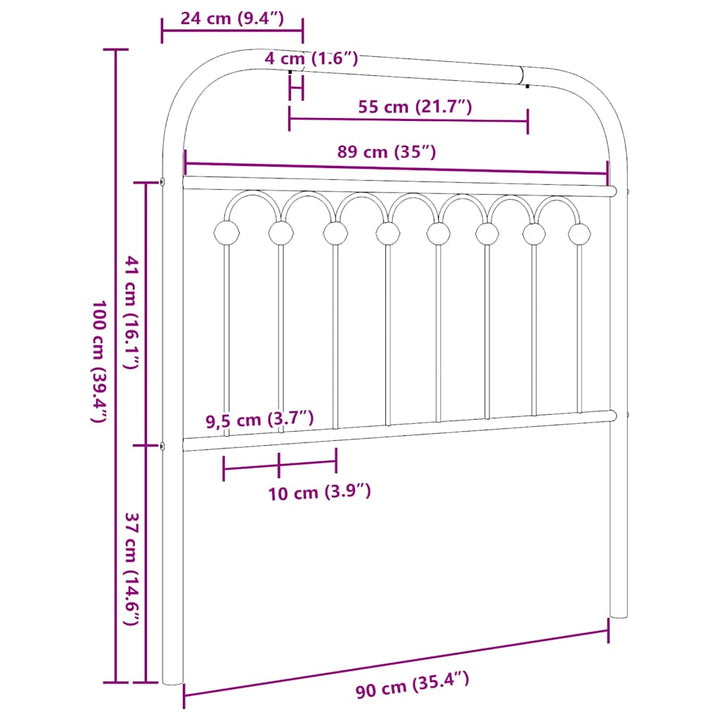 udskiftningsgavl 90 cm metal hvid