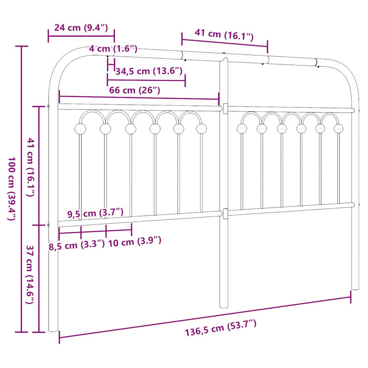 udskiftningsgavl 135 cm metal hvid
