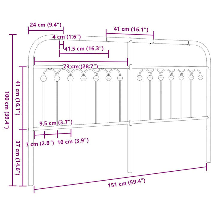 udskiftningsgavl 150 cm metal hvid