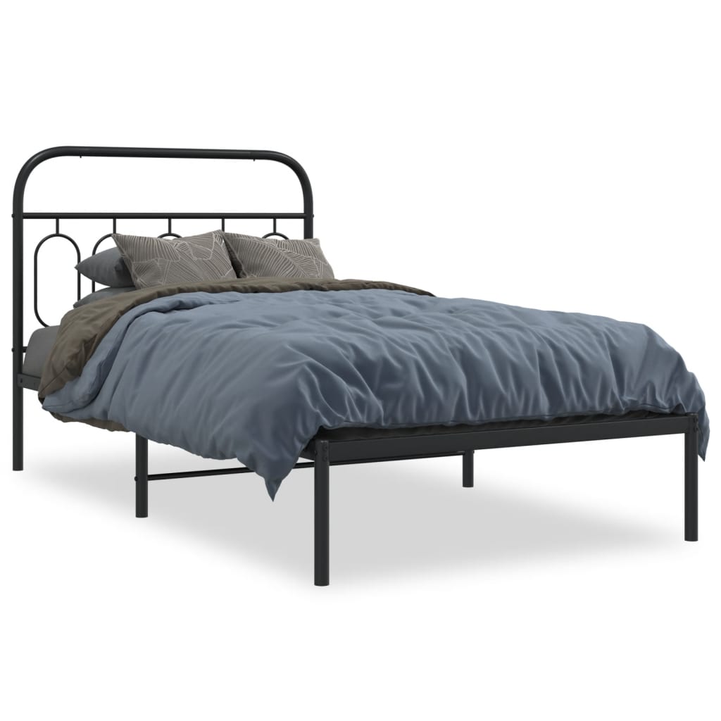 sengeramme med sengegavl 100x190 cm metal sort