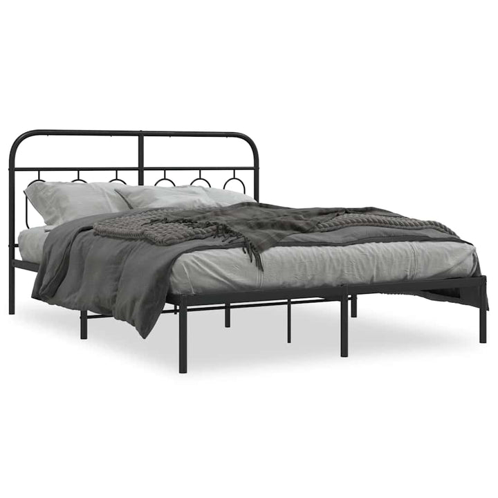 sengeramme med sengegavl 135x190 cm metal sort