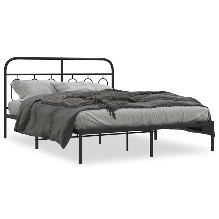 sengeramme med sengegavl 150x200 cm metal sort