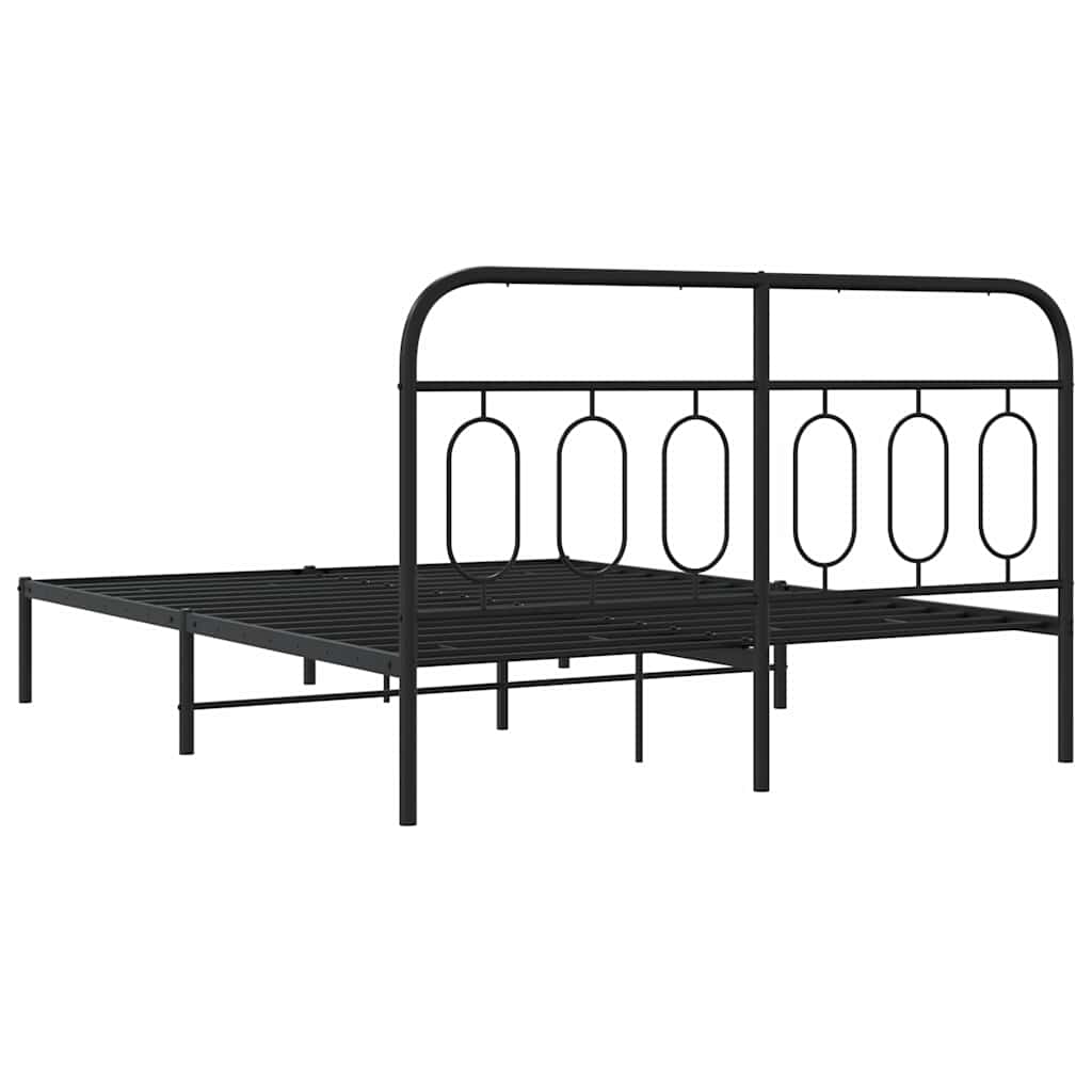 sengeramme med sengegavl 150x200 cm metal sort
