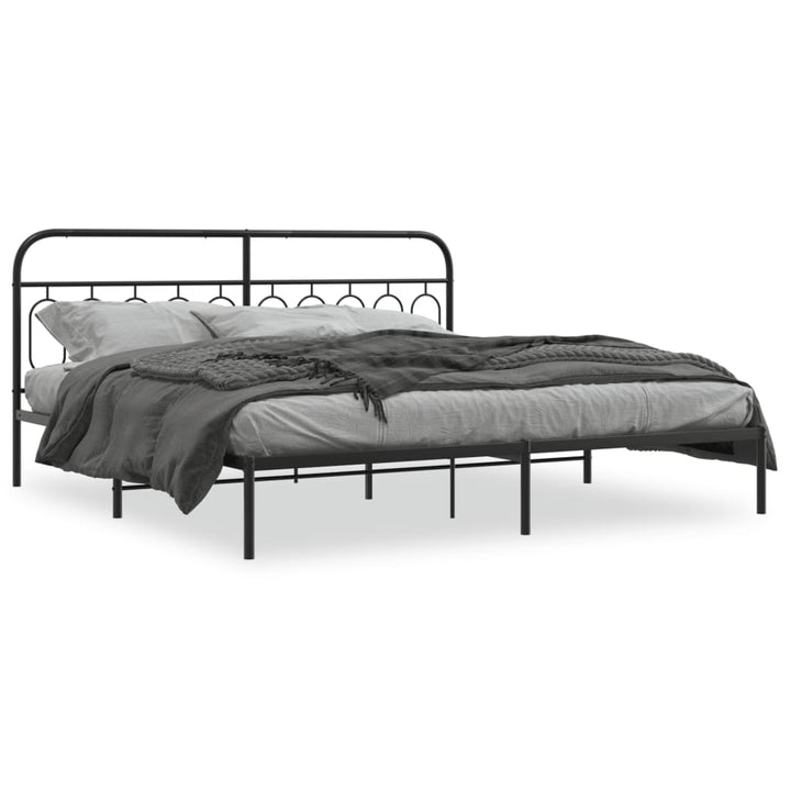 sengeramme med sengegavl 200x200 cm metal sort