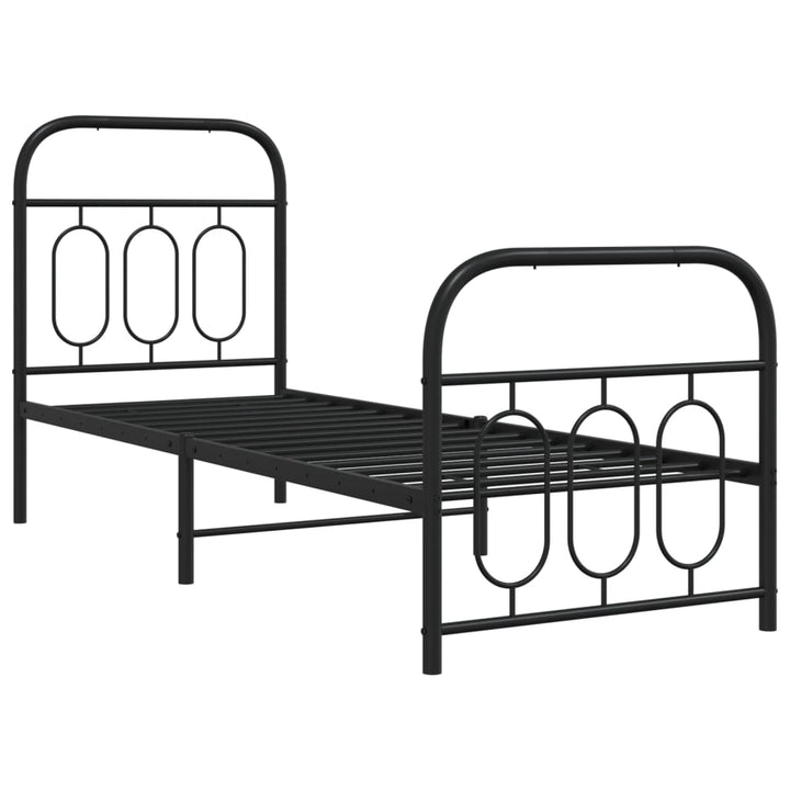 sengeramme med sengegavl og fodgærde 75x190 cm metal sort