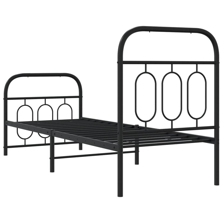 sengeramme med sengegavl og fodgærde 75x190 cm metal sort