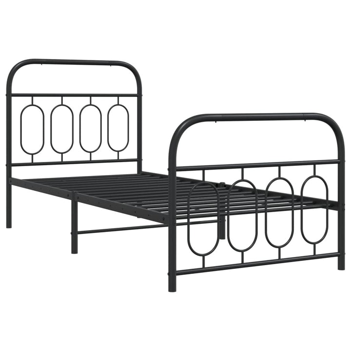 sengeramme med sengegavl og fodgærde 90x200 cm metal sort