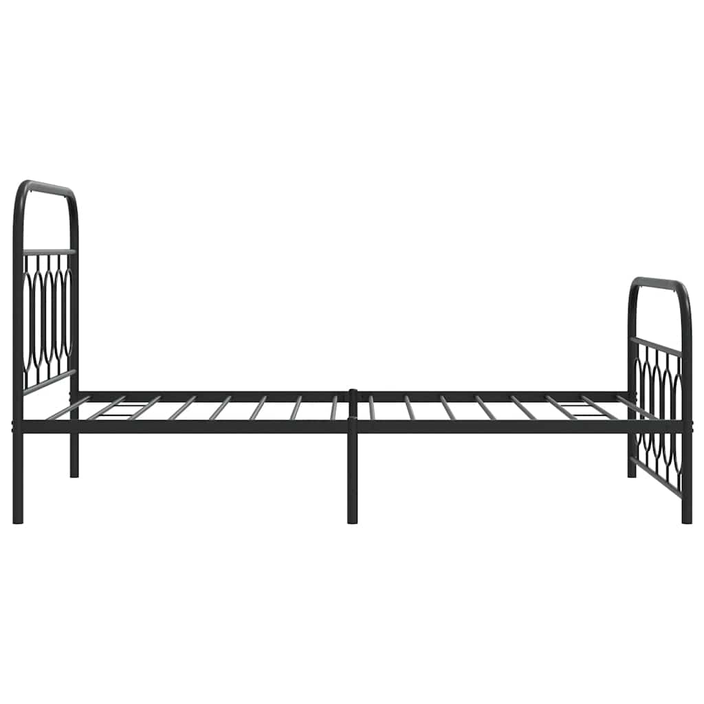 sengeramme med sengegavl og fodgærde 100x190 cm metal sort