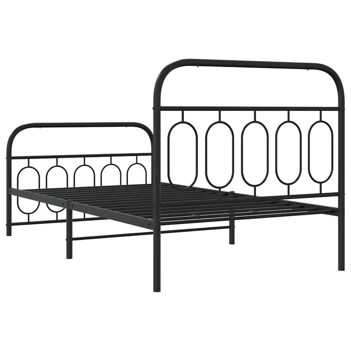 sengeramme med sengegavl og fodgærde 100x190 cm metal sort