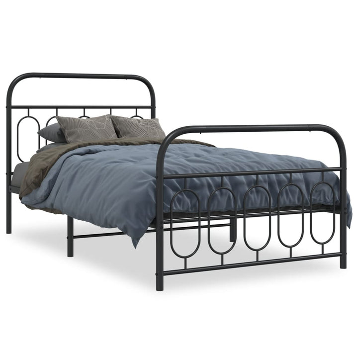 sengeramme med sengegavl og fodgærde 107x203 cm metal sort