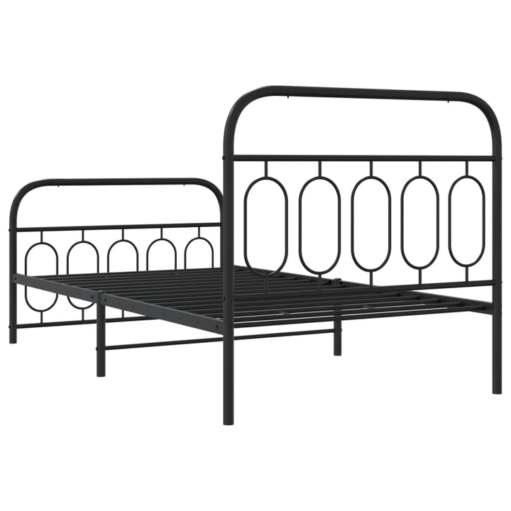 sengeramme med sengegavl og fodgærde 107x203 cm metal sort