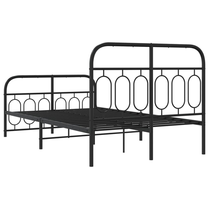 sengeramme med sengegavl og fodgærde 120x190 cm metal sort
