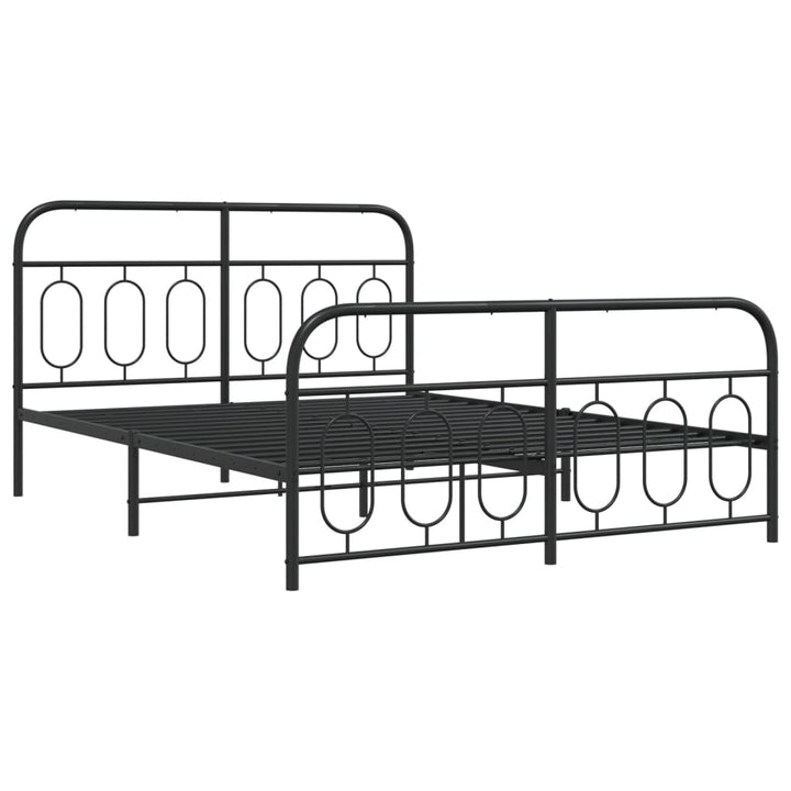 sengeramme med sengegavl og fodgærde 135x190 cm metal sort