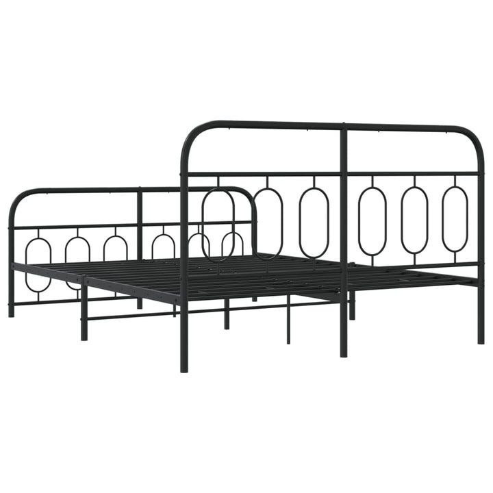 sengeramme med sengegavl og fodgærde 135x190 cm metal sort
