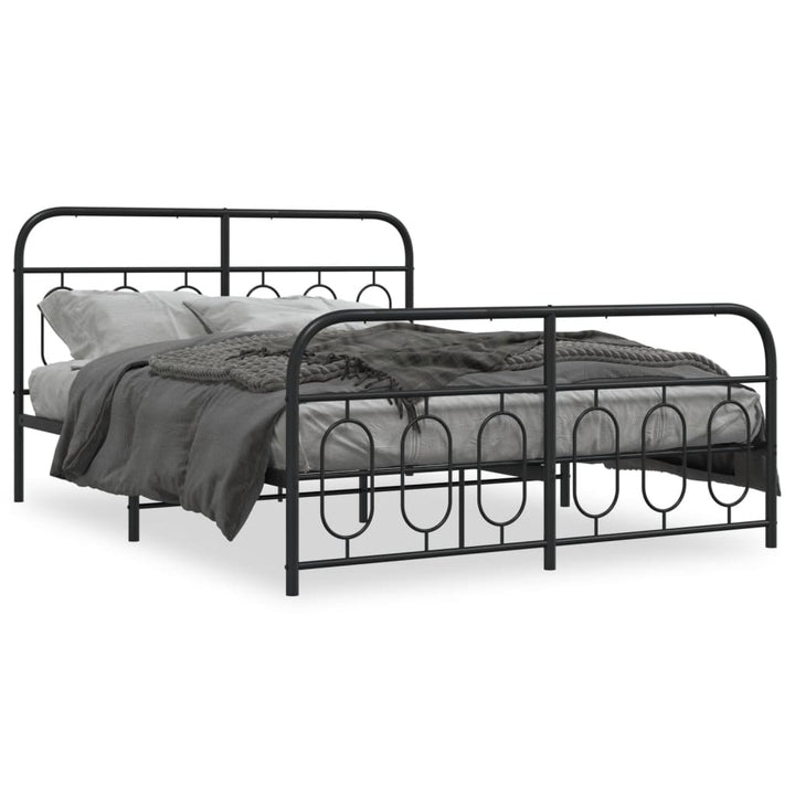 sengeramme med sengegavl og fodgærde 140x190 cm metal sort