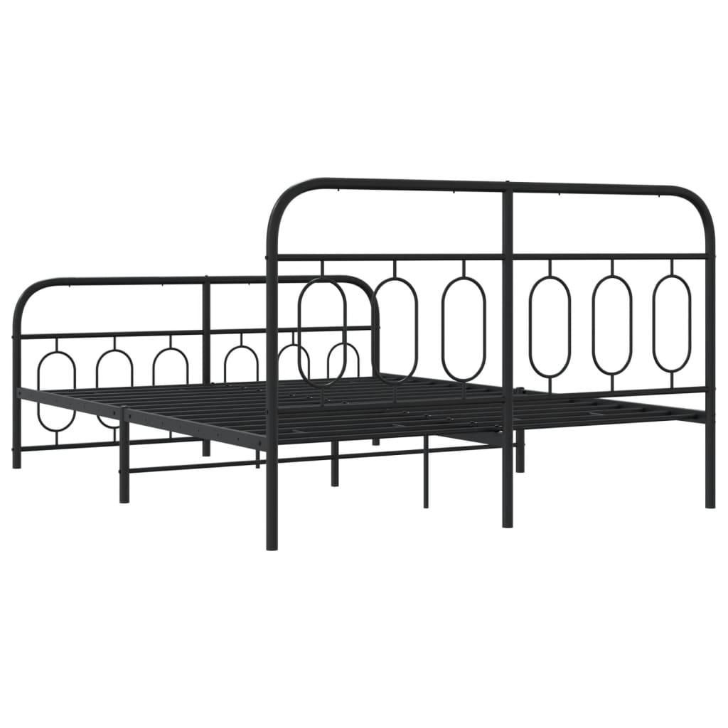 sengeramme med sengegavl og fodgærde 150x200 cm metal sort