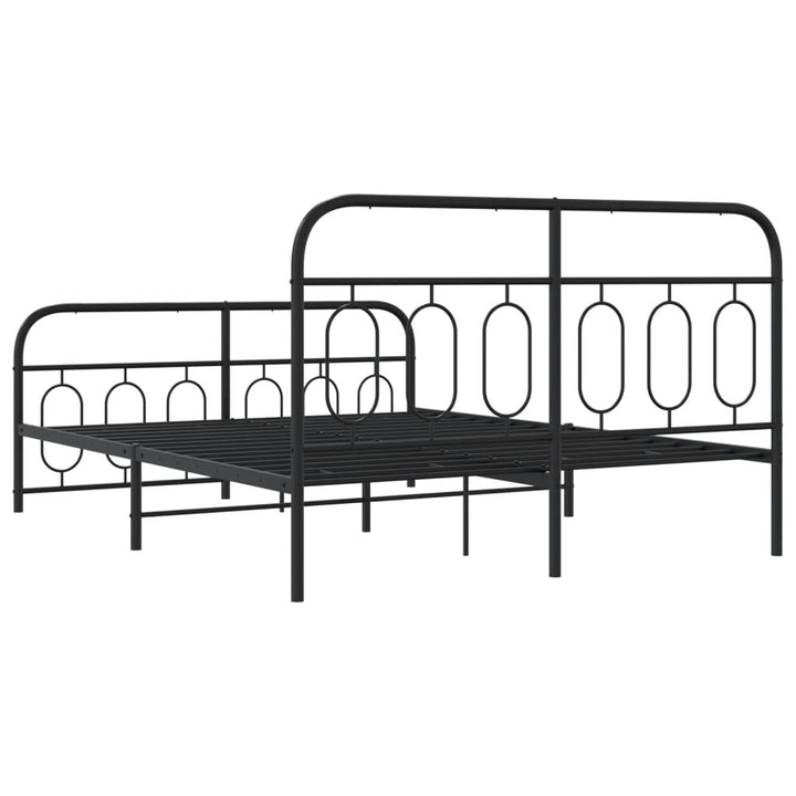 sengeramme med sengegavl og fodgærde 150x200 cm metal sort