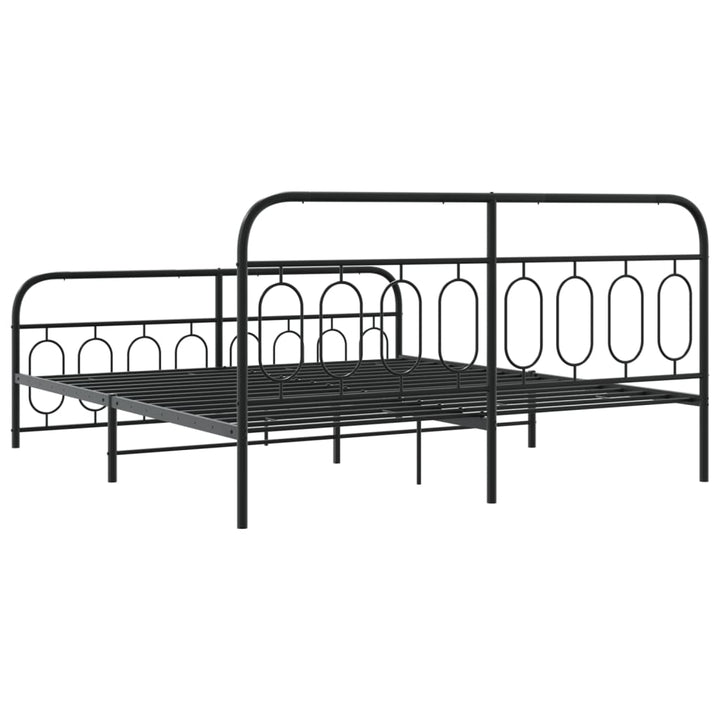 sengeramme med sengegavl og fodgærde 193x203 cm metal sort