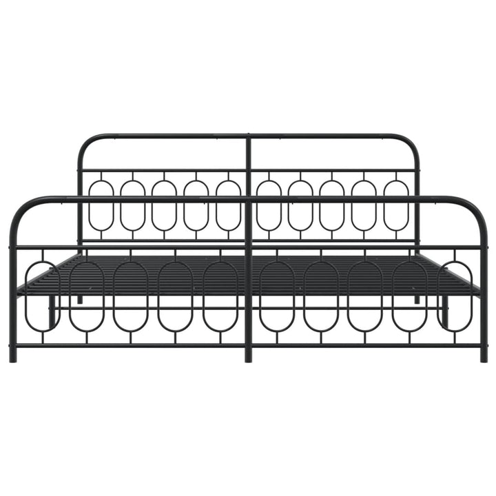sengeramme med sengegavl og fodgærde 200x200 cm metal sort
