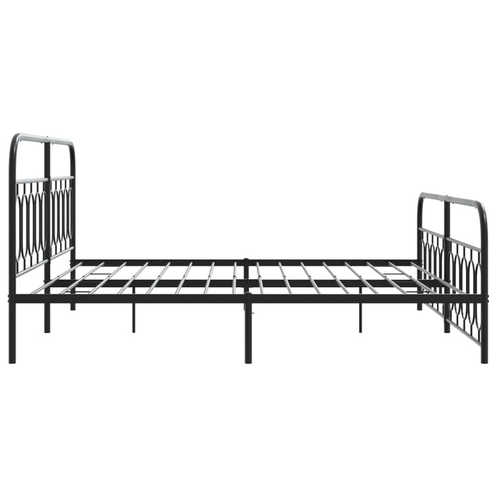 sengeramme med sengegavl og fodgærde 200x200 cm metal sort