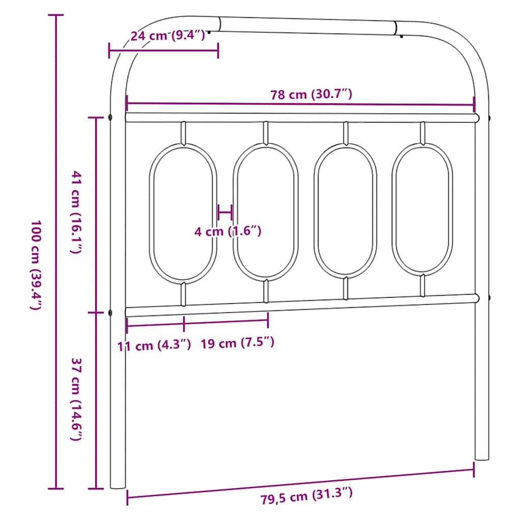 udskiftningsgavl 80 cm metal sort