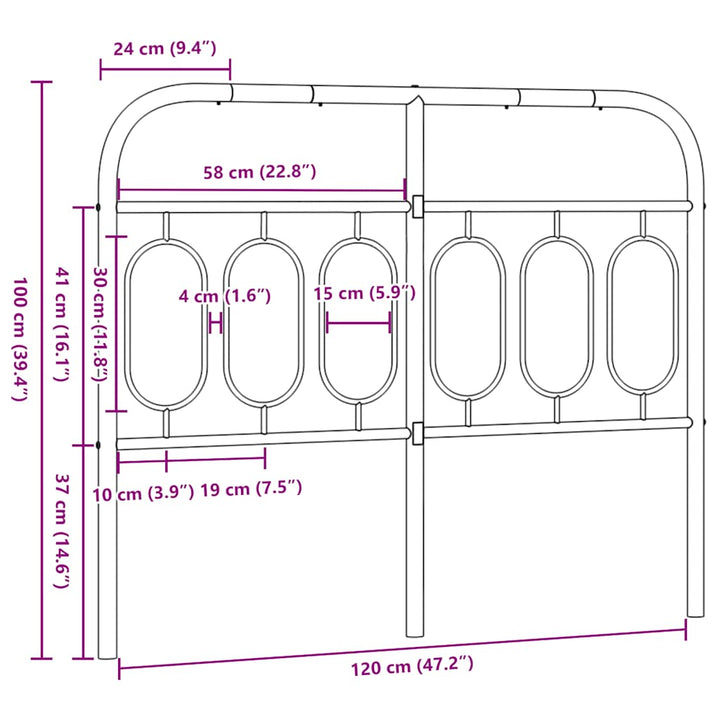 udskiftningsgavl 120 cm metal sort