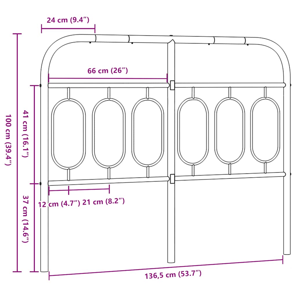 udskiftningsgavl 137 cm metal sort
