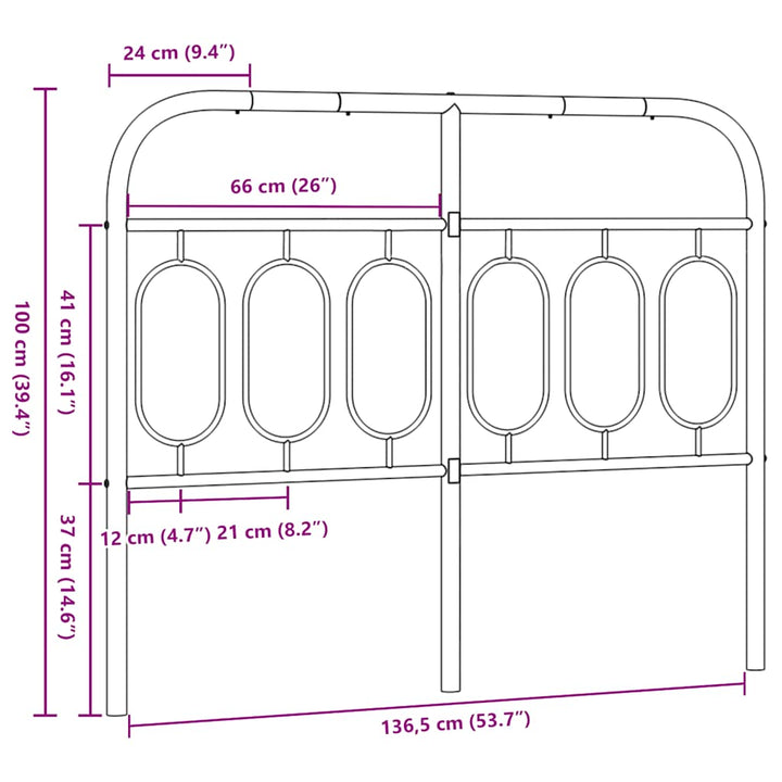 udskiftningsgavl 137 cm metal sort