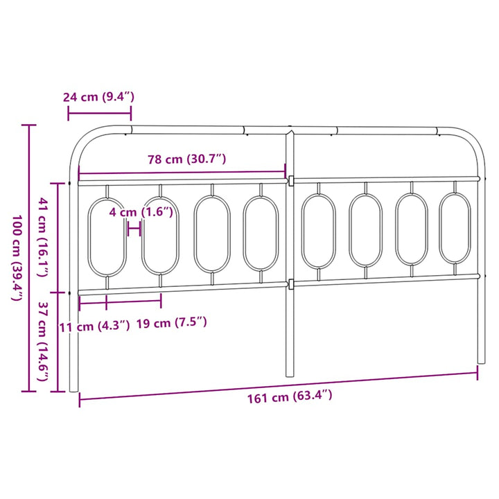 udskiftningsgavl 160 cm metal sort