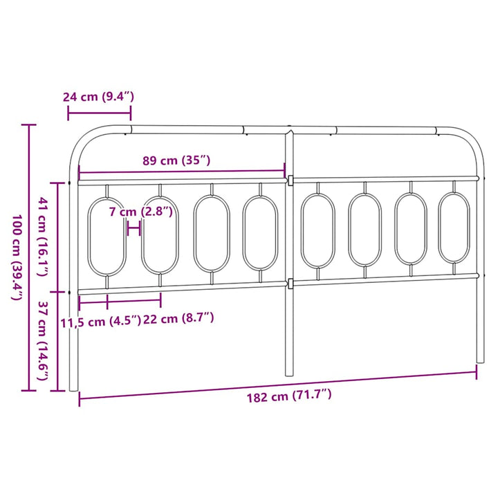 udskiftningsgavl 183 cm metal sort