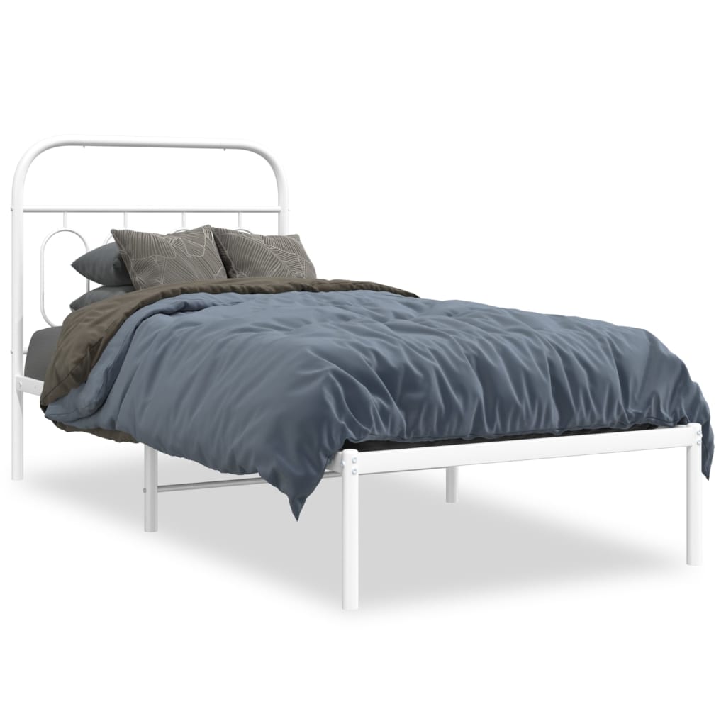 sengeramme med sengegavl 90x190 cm metal hvid