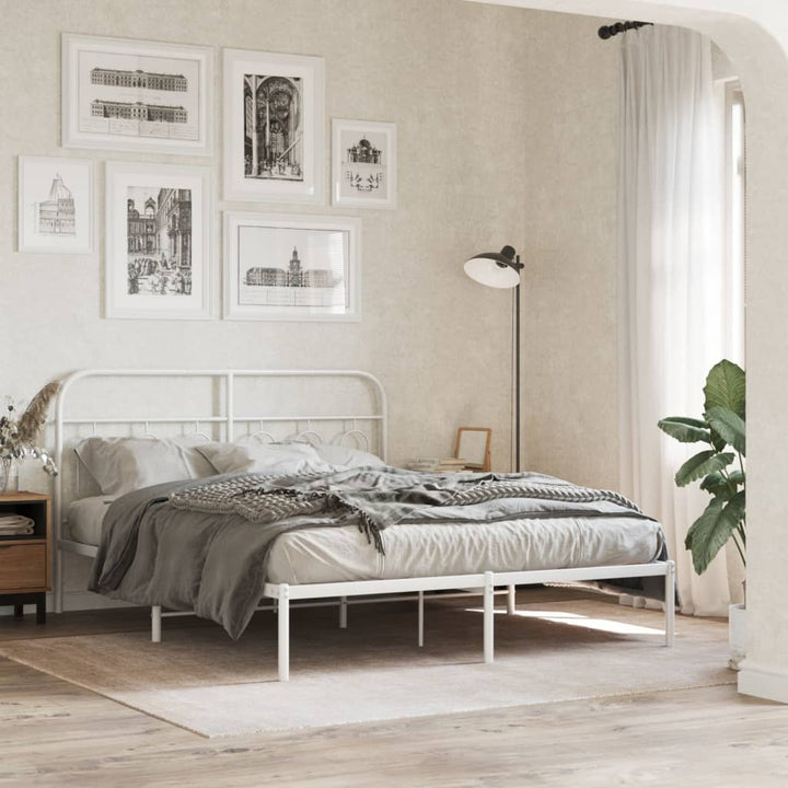 sengeramme med sengegavl 140x190 cm metal hvid