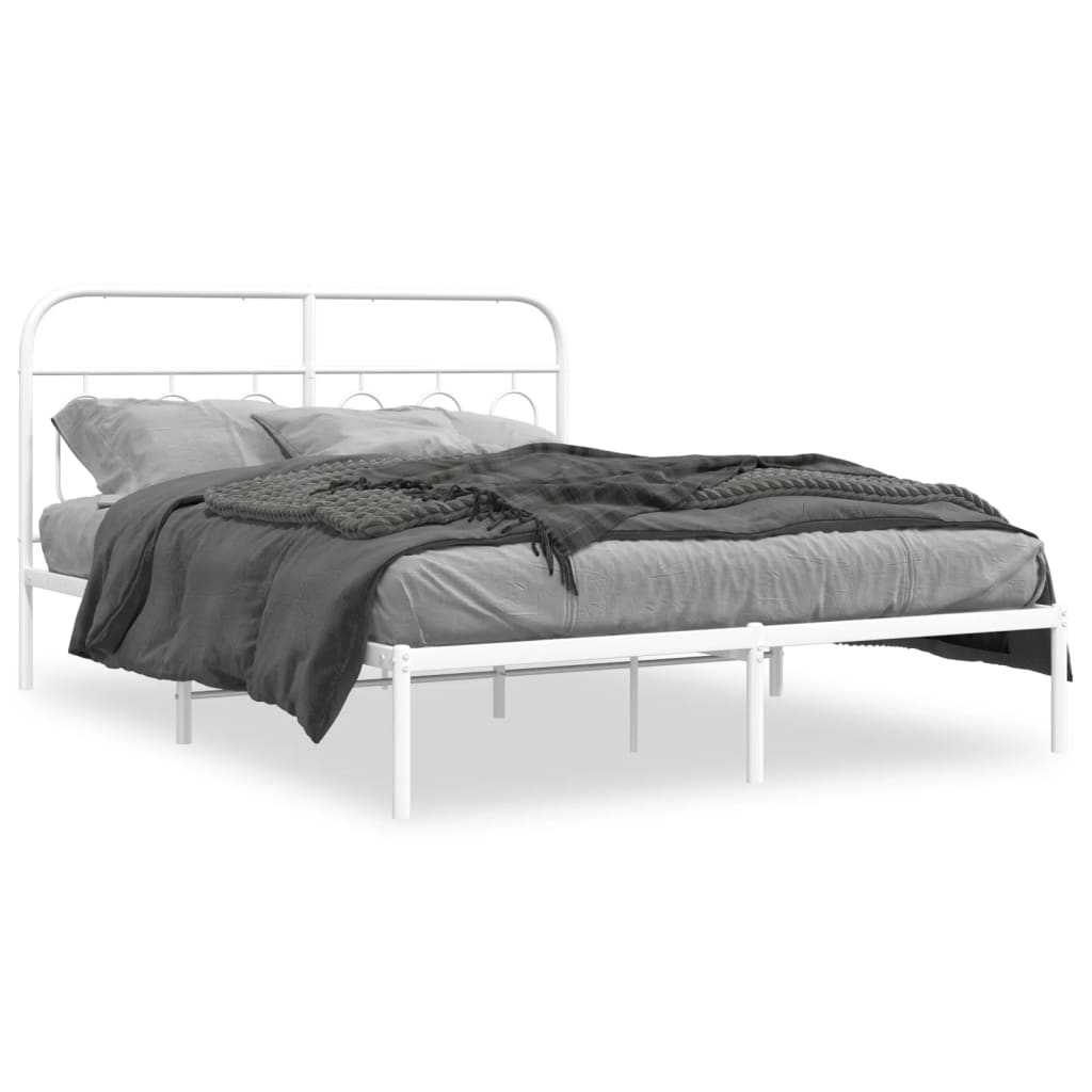 sengeramme med sengegavl 140x200 cm metal hvid