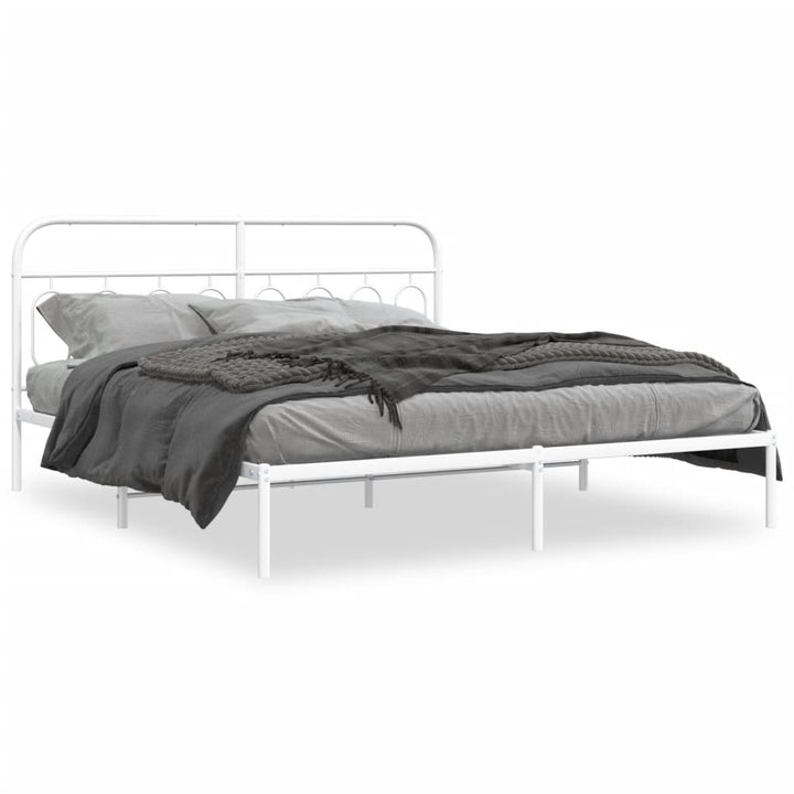 sengeramme med sengegavl 160x200 cm metal hvid