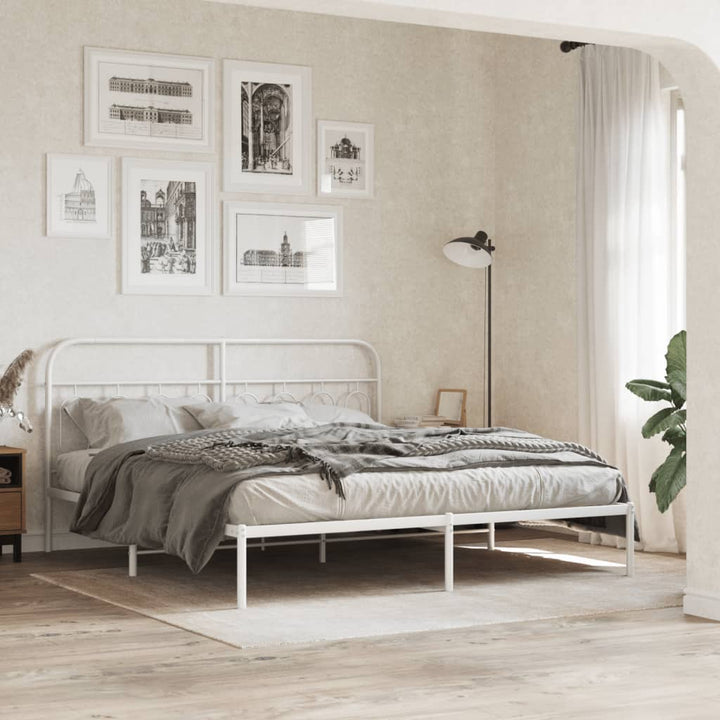 sengeramme med sengegavl 160x200 cm metal hvid